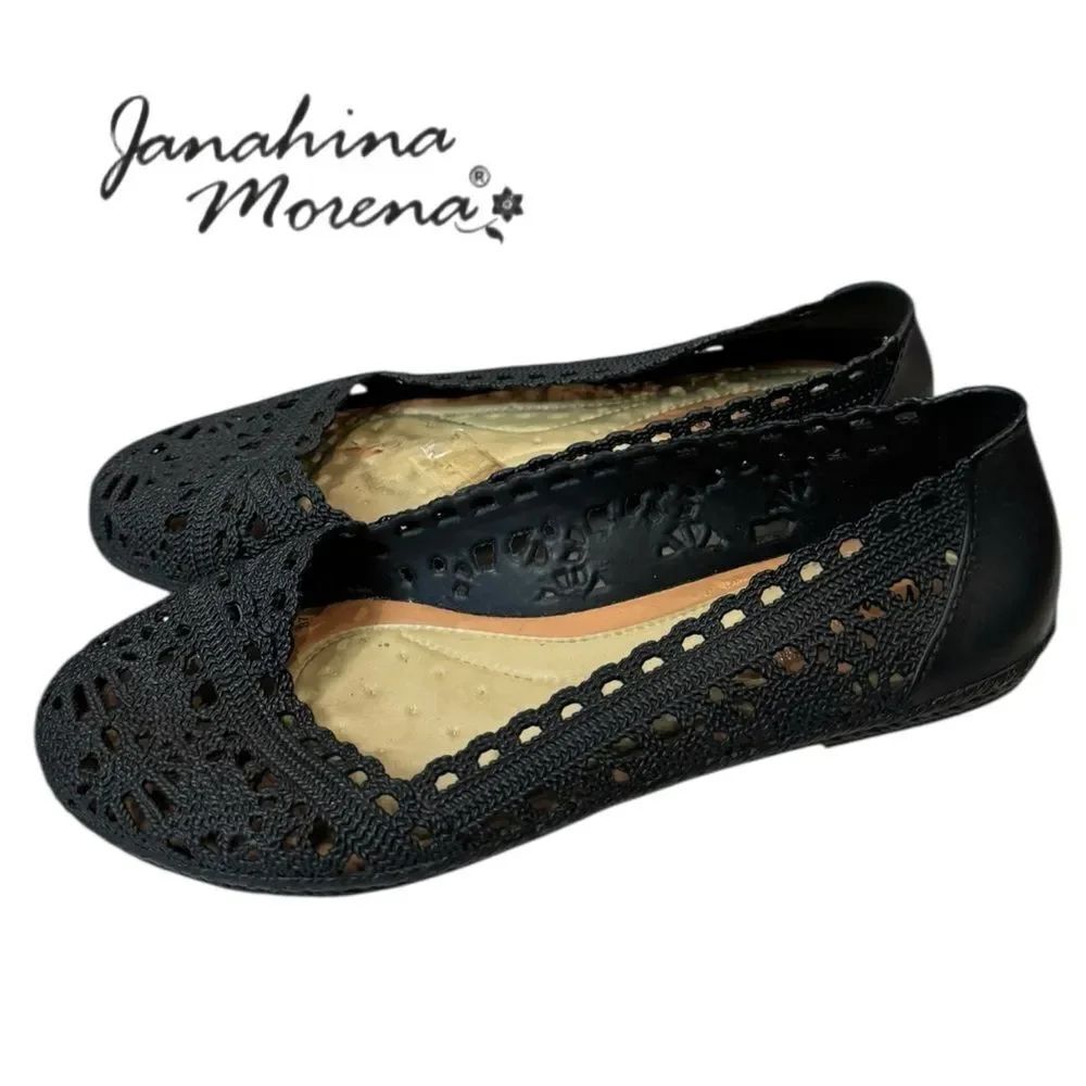 Janahina Morena Brazilian Black Jelly Slip-on Flats 8